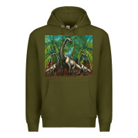 Army Green brachiosaurus Premium Hoodie - Artiststas