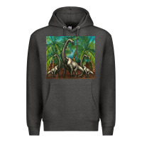 Charcoal Heather brachiosaurus Premium Hoodie - Artiststas