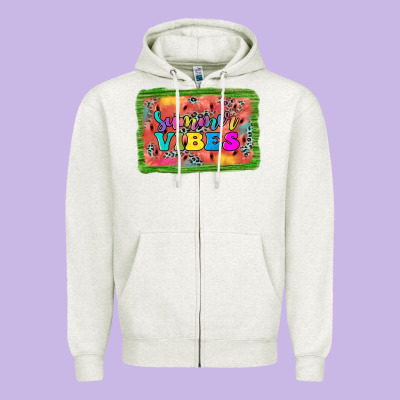 Summer Vibes Watermelon Zipper Hoodie Designed By Jahusdesignshop