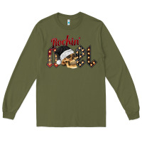 Army Green rockin noel skull Long Sleeve Tee - CowhideDigitalArt