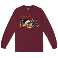 Burgundy rockin noel skull Long Sleeve Tee - CowhideDigitalArt
