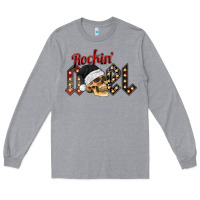 Heather Grey rockin noel skull Long Sleeve Tee - CowhideDigitalArt