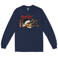 Navy rockin noel skull Long Sleeve Tee - CowhideDigitalArt