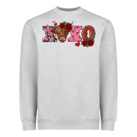Heather Grey xoxo highland cow Heavyweight Sweatshirt - RanaPortraitStore