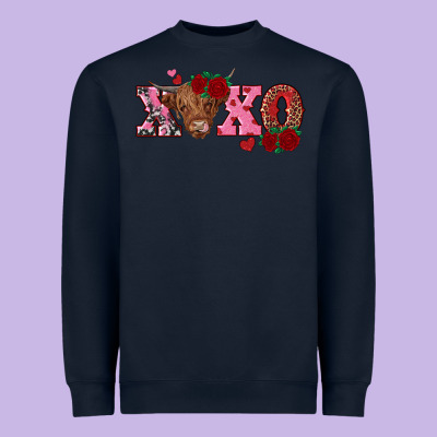 Xoxo Highland Cow Heavyweight Sweatshirt Designed By Ranaportraitstore