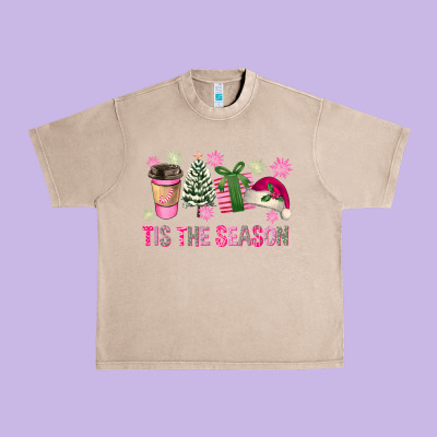 Pink Christmas Tis The Season Urban Heavy Tee Designed By Fadigitalartstudio