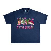 Navy Pink Christmas Tis The Season Urban Heavy Tee - FaDigitalArtStudio