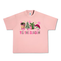 Salmon Pink Christmas Tis The Season Urban Heavy Tee - FaDigitalArtStudio