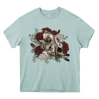 Arona Floral boho wolf skull Heavy Core Tee - RanaPortraitStore