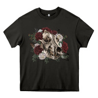 Asphalt Floral boho wolf skull Heavy Core Tee - RanaPortraitStore