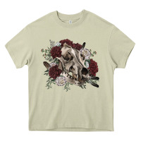 Mossy Floral boho wolf skull Heavy Core Tee - RanaPortraitStore
