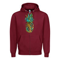 Burgundy leopar turquoise pineapple Zipper Hoodie - JahusDesignShop