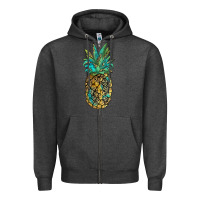 Charcoal Heather leopar turquoise pineapple Zipper Hoodie - JahusDesignShop
