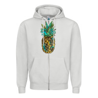 Dove Grey leopar turquoise pineapple Zipper Hoodie - JahusDesignShop