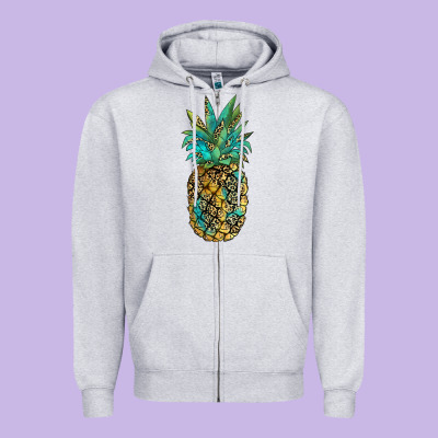 Leopar Turquoise Pineapple Zipper Hoodie Designed By Jahusdesignshop