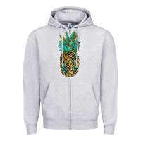 Heather Grey leopar turquoise pineapple Zipper Hoodie - JahusDesignShop