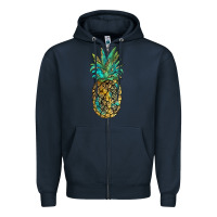 Navy leopar turquoise pineapple Zipper Hoodie - JahusDesignShop