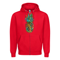 Red leopar turquoise pineapple Zipper Hoodie - JahusDesignShop