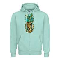 Seafoam leopar turquoise pineapple Zipper Hoodie - JahusDesignShop