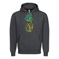Smoke leopar turquoise pineapple Zipper Hoodie - JahusDesignShop