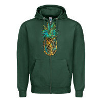 Sports Green leopar turquoise pineapple Zipper Hoodie - JahusDesignShop
