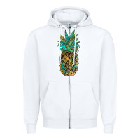 White leopar turquoise pineapple Zipper Hoodie - JahusDesignShop