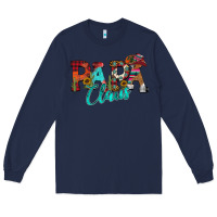 Navy Papa Claus Long Sleeve Tee - CowhideDigitalArt