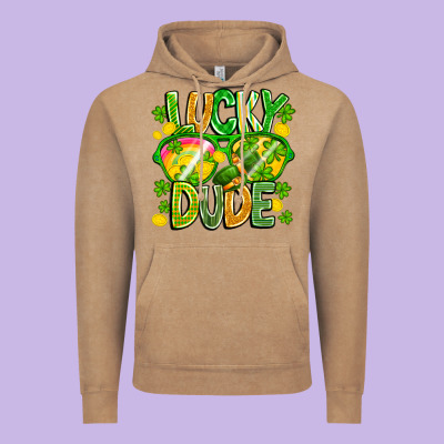 Lucky Dude Vintage Hoodie Designed By Cowhidedigitalart