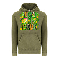 Vintage Olive Lucky Dude Vintage Hoodie - CowhideDigitalArt