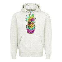Oatmeal Heather tie dye pineapple Zipper Hoodie - JahusDesignShop