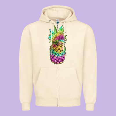 Tie Dye Pineapple Zipper Hoodie Designed By Jahusdesignshop