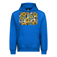 Cobalt gemstone sunflower cowhide background Urban Hoodie - Jasminsmagicworld