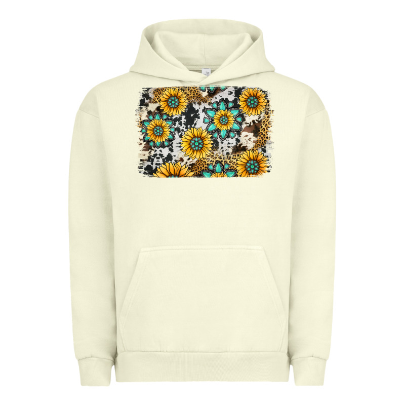 Gemstone Sunflower Cowhide Background Urban Hoodie by Jasminsmagicworld | Teevron