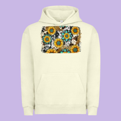 Gemstone Sunflower Cowhide Background Urban Hoodie Designed By Jasminsmagicworld
