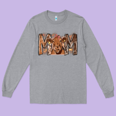 Rodeo Mom Cow Long Sleeve Tee Designed By Cowhidedigitalart