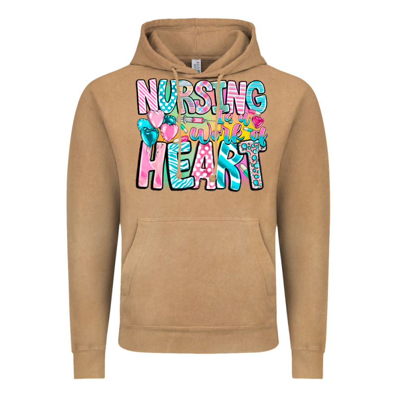 Nursing Is A Work Of Heart Vintage Hoodie by CowhideDigitalArt | Teevron