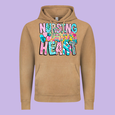 Nursing Is A Work Of Heart Vintage Hoodie Designed By Cowhidedigitalart