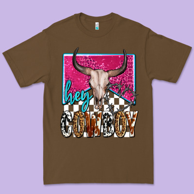 Western Hey Cowboy Premium Tee Designed By Oliviacreatesart