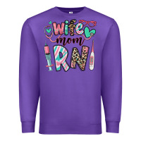 Purple wife mom rn registered nurse Premium Sweatshirt - RanaPortraitStore