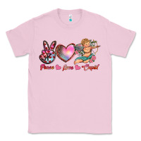 Bubblegum Pink peace love cupid Classic Tee - RanaPortraitStore