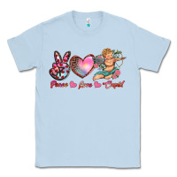 Dusty Blue peace love cupid Classic Tee - RanaPortraitStore