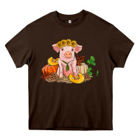 Chocolate Brown fall pig Heavy Core Tee - RanaPortraitStore