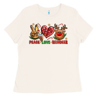 Bone Peace Love Reindeer Christmas Ladies Tee - BundleAndBundleShop
