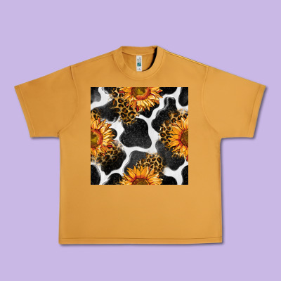 Cowhide Leopard Sunflower Seamless Pattern Urban Heavy Tee Designed By Bundleandbundleshop