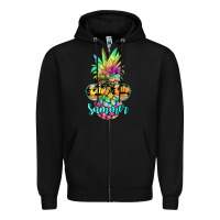 Black tie dye pineapple, summer Zipper Hoodie - JahusDesignShop