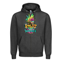 Charcoal Heather tie dye pineapple, summer Zipper Hoodie - JahusDesignShop