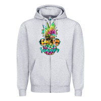 Heather Grey tie dye pineapple, summer Zipper Hoodie - JahusDesignShop
