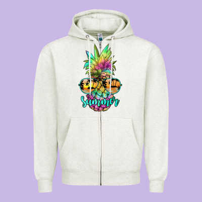 Tie Dye Pineapple, Summer Zipper Hoodie Designed By Jahusdesignshop