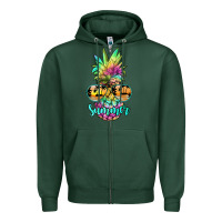 Sports Green tie dye pineapple, summer Zipper Hoodie - JahusDesignShop