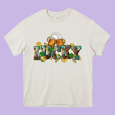 Lucky Beers St. Patrick's Day Heavy Core Tee Designed By Cowgirlartshop